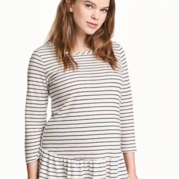 H&M Mama Linen Maternity Top – Striped, Size XS - Picture 2 of 5